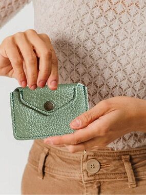 PLG Lovebug Wallet Classic Metallic Beetle Green 2 Card Slots Portland Leather